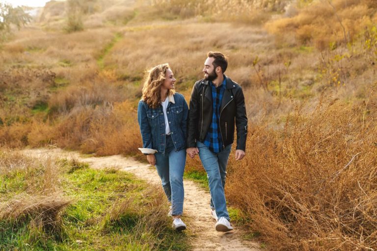 Image Of Beautiful Couple Dating And Walking Together In Country