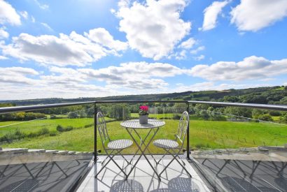 The balcony view at Horseshoe House, Peak District
