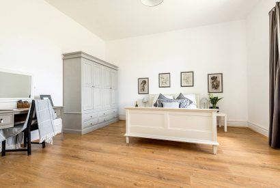 A double bedroom at Peak Farmhouse, Anglesey