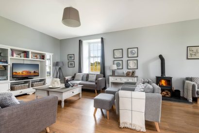 The living room at Peak Farmhouse, Anglesey