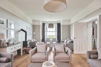 The living room at Peak Farmhouse, Anglesey