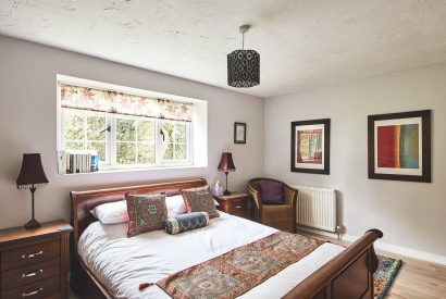 The bedroom at Harcombe Cottage, Devon