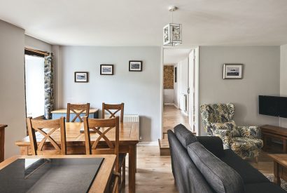 The living and dining room at Millthorn Cottage, Devon