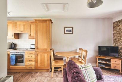 The kitchen and dining area at Tree Pipit Cottage, Devon