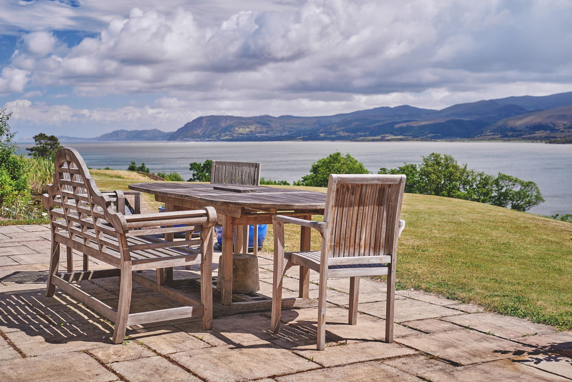 The outdoor dining table at Menai View, Anglesey