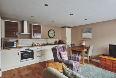 The kitchen and living area at Hophouse Cottage, Peak District