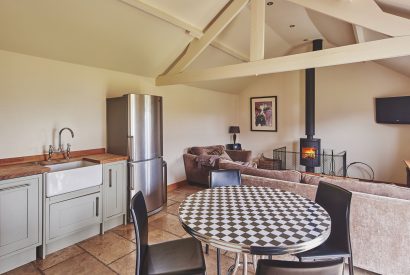 The dining area at Barn Owl Lodge, Peak District