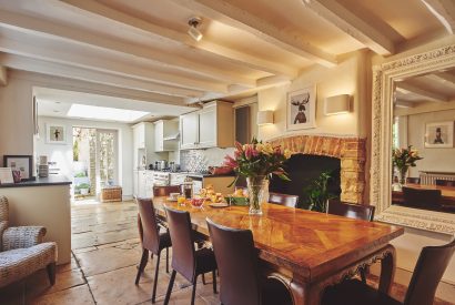 The kitchen and dining room at Crooked Cottage, Cotswolds