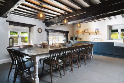 The dining table at Holwell Farmhouse, Devon