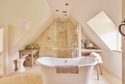 A bathroom at Apple Tree Cottage, Cotswolds