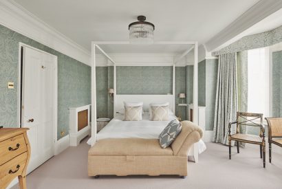 The master bedroom at Coastal Manor Retreat, Hampshire