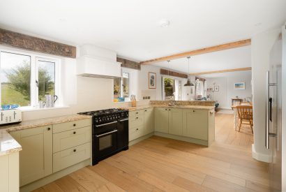 The kitchen at Daydreamer Cottage, Cornwall