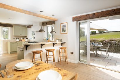 The kitchen at Daydreamer Cottage, Cornwall