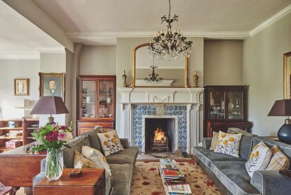 The living room with fire place at Colleton Estate, Devon