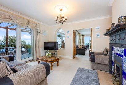 The living room at Seahaven, Devon