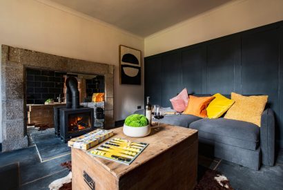 The living room at Padstone Farmhouse, Cornwall