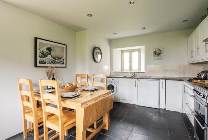 The kitchen and dining space at The Mill, Cornwall