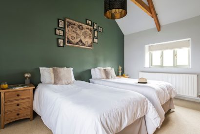 A twin bedroom at The Mill, Cornwall