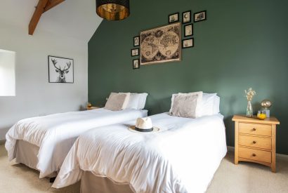 A twin bedroom at The Mill, Cornwall