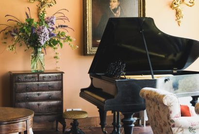 The grand piano at The Garden House, Edinburgh 