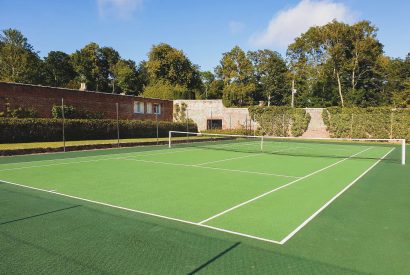 The tennis court at The Garden House, Edinburgh 