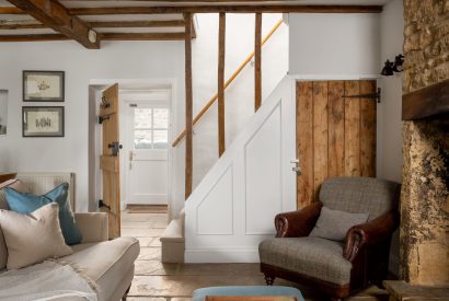 The living room leading to the kitchen at Upper Cottage, Cotswolds