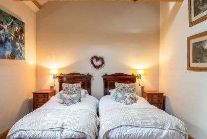 A twin bedroom at Rabbitdale Barn, Yorkshire
