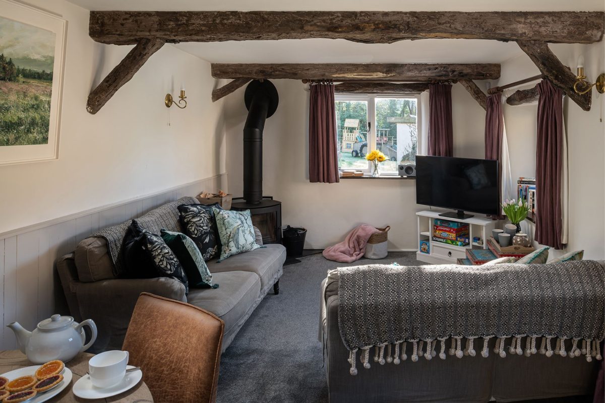 The living room at Rosefinch Cottage, Devon