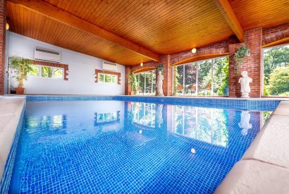 The indoor swimming pool at Rosefinch Cottage, Devon