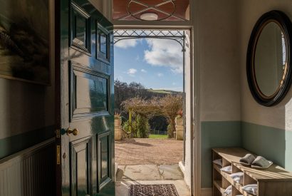 The entrance hall overlooking the countryside at Kittiwake House, Devon