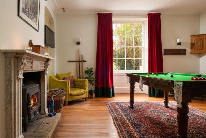 The games room at Flax Manor, Somerset