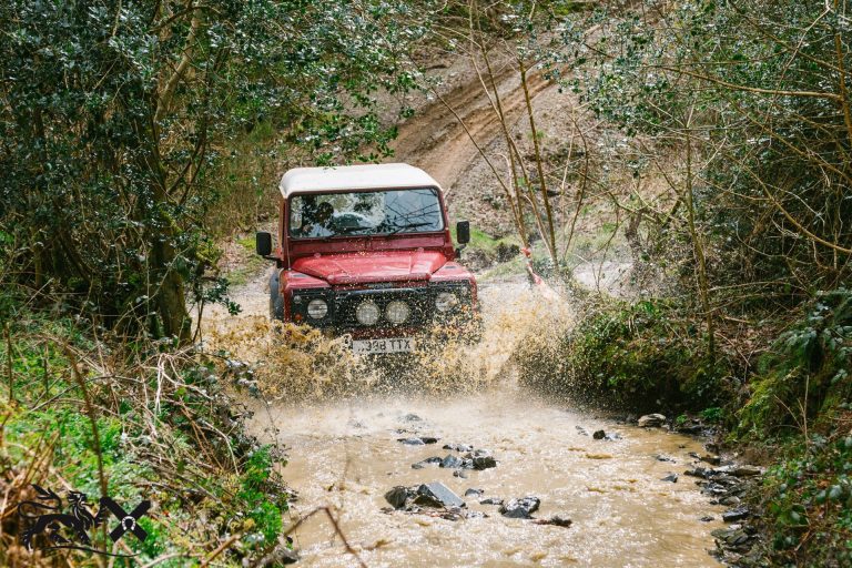 4 Wheel Drive Vehicle Driving Off road at Cornish Castle Estate in Cornwall