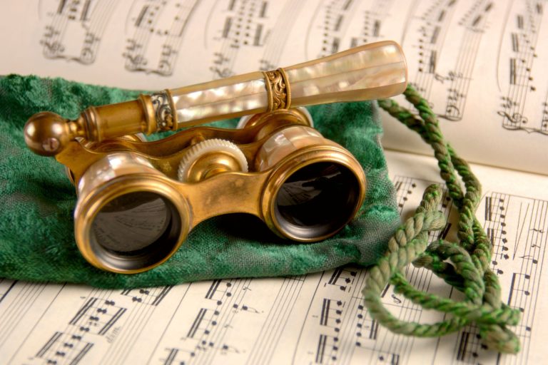 Antique Opera Glasses On Sheet Music
