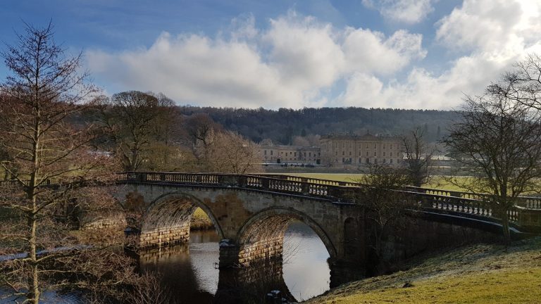 Bridge crossing the river on the grounds of Chatsworth House