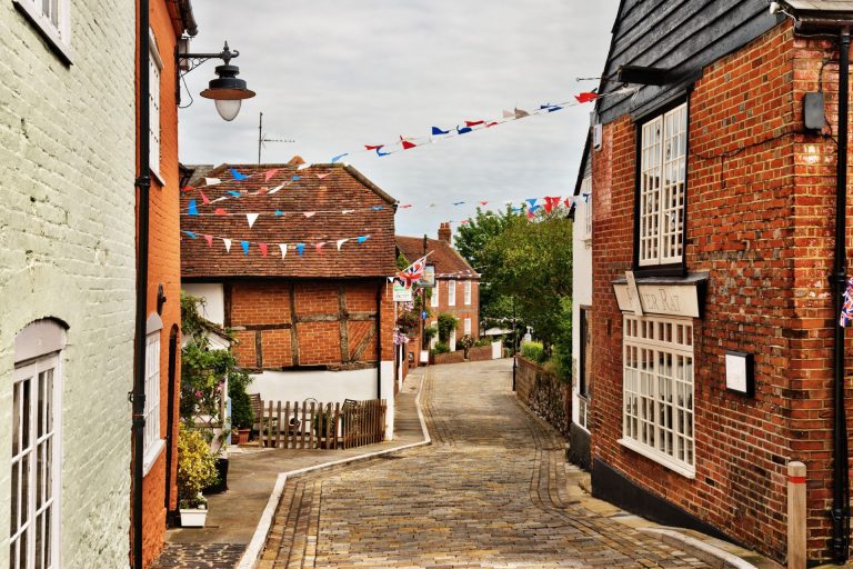 Cobbled Street In Village Of Hamble In Hampshire