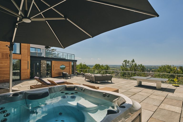 Hot tub overlooking the somerset countryside