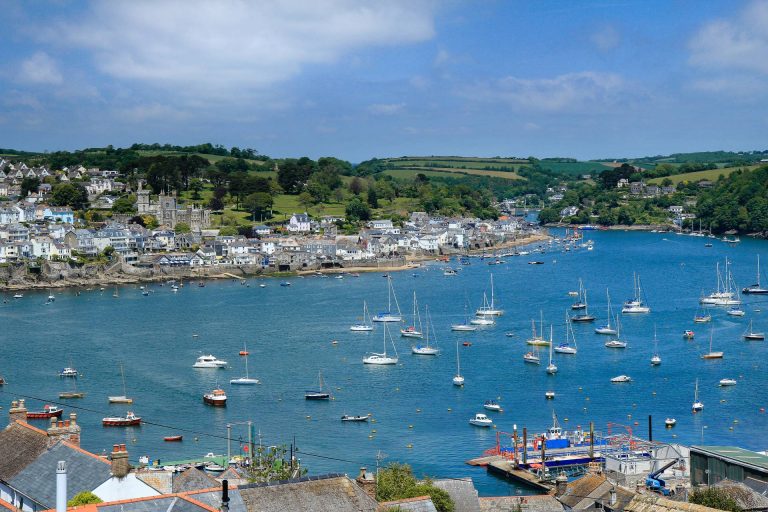 boats on the harbour in Fowey, Cornwall