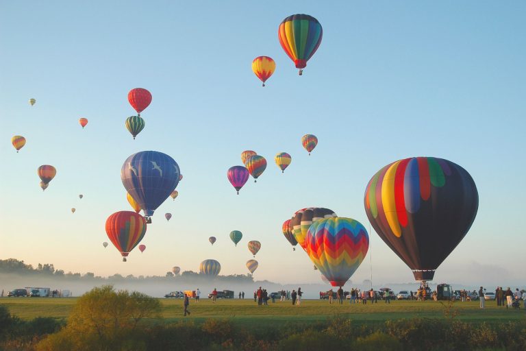 Hot Air Balloons Launching At Sunrise