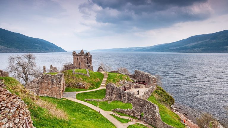 The ruins of the magical Urquhart Castle on the shores of Loch Ness