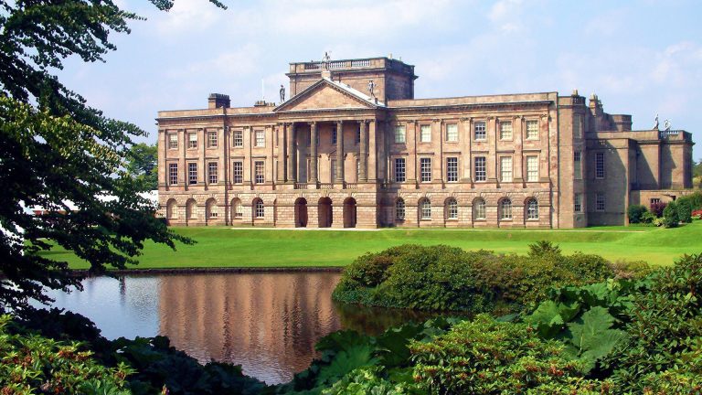 the pond and Lyme house at Lyme Park