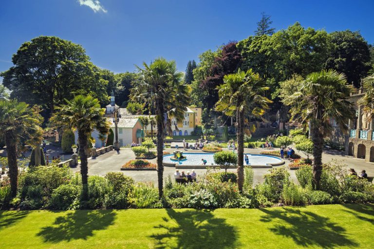 Central Piaza Of Portmeirion Village In North Wales, UK
