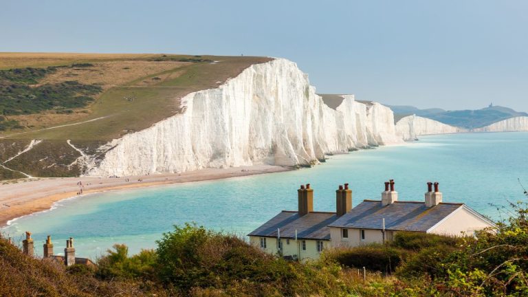 Seven Sisters chalk cliffs by the sea