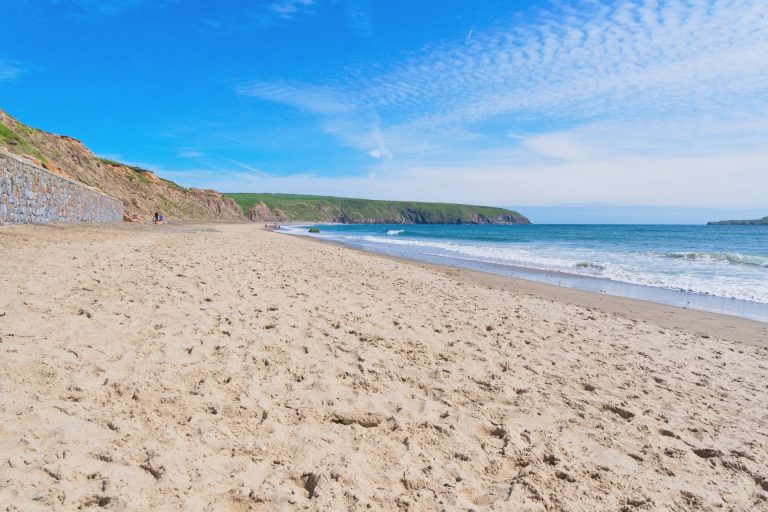 Beautiful spring day on Aberdaron beach in Wales