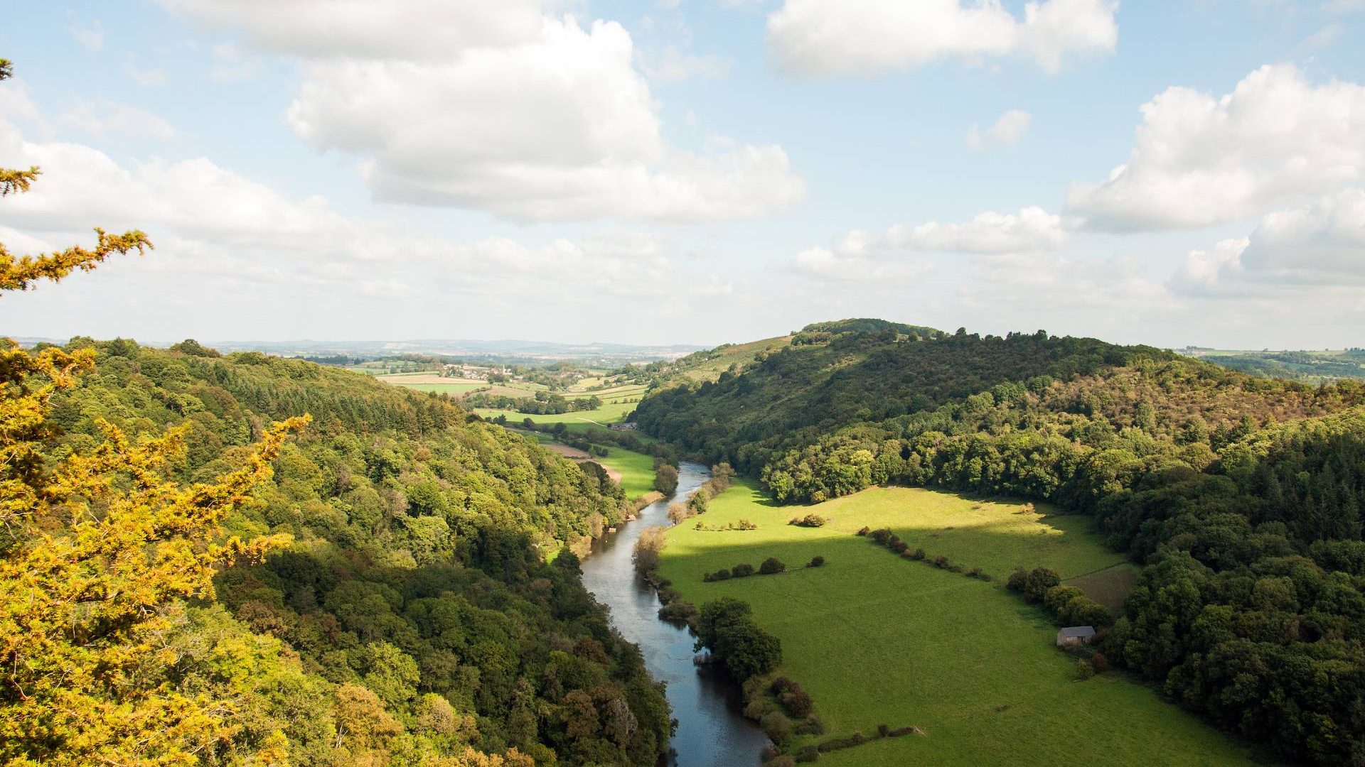 Countryside views with a river in Symonds Yat