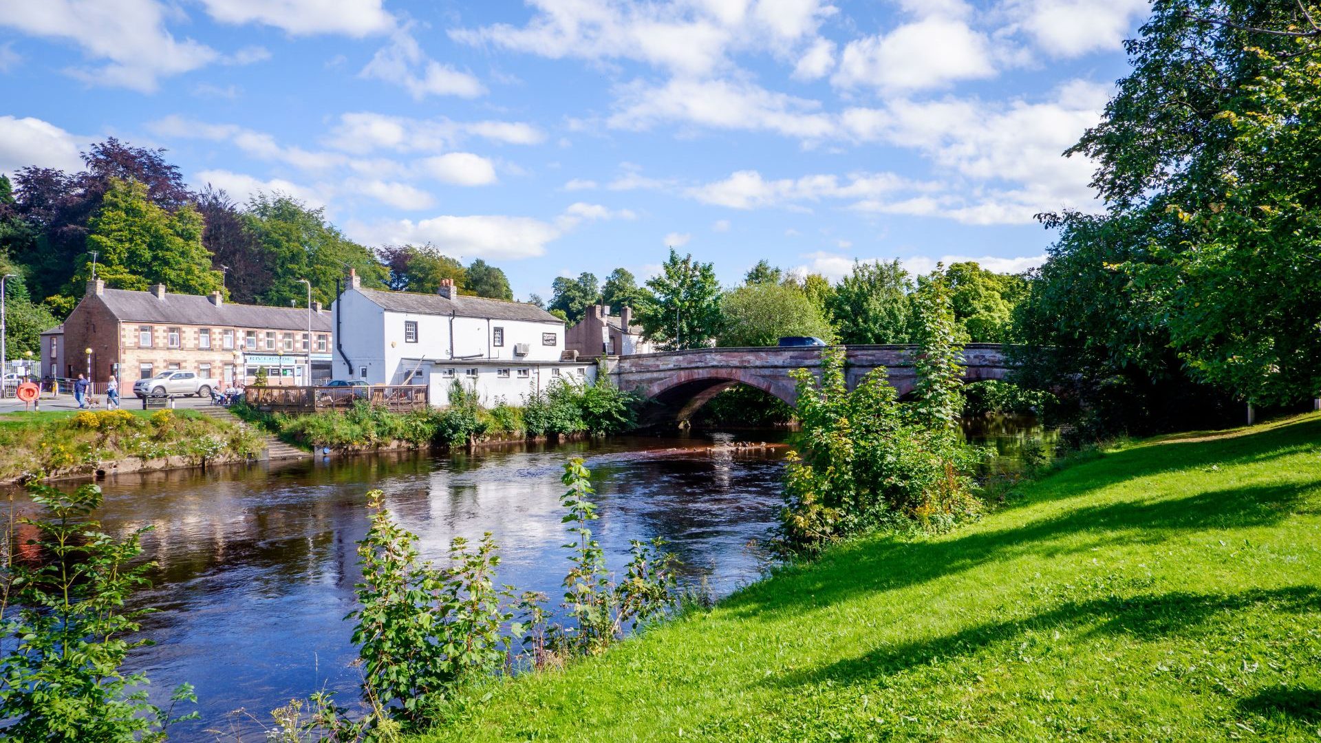 The River Eden In Summer In The Town Of Appleby In Cumbria