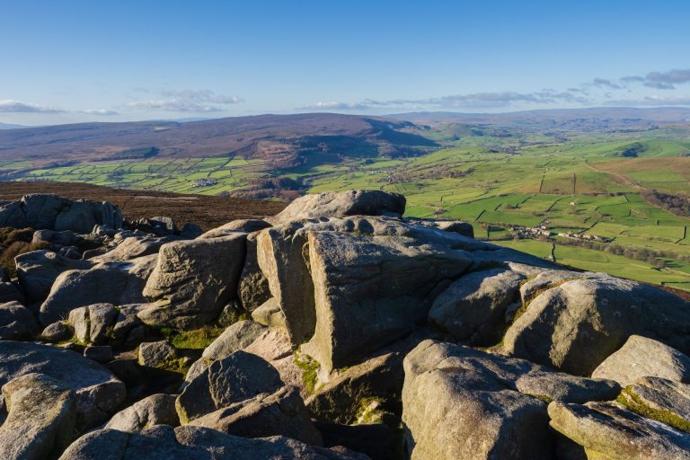 View Over The Countryside From Summit Of Simon Seat In The Yorkshire Dales