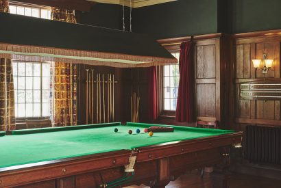 The snooker table at Equestrian Manor, Malvern Hills