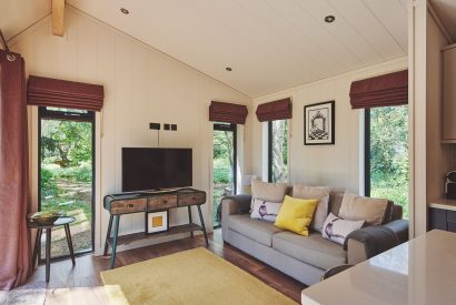 The living room at Woodland Cabin, Malvern Hills