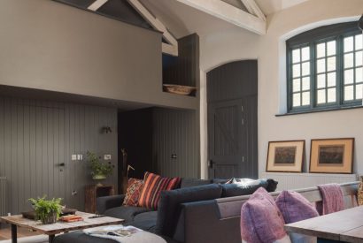 The open plan living space at Redbrick Loft, Devon