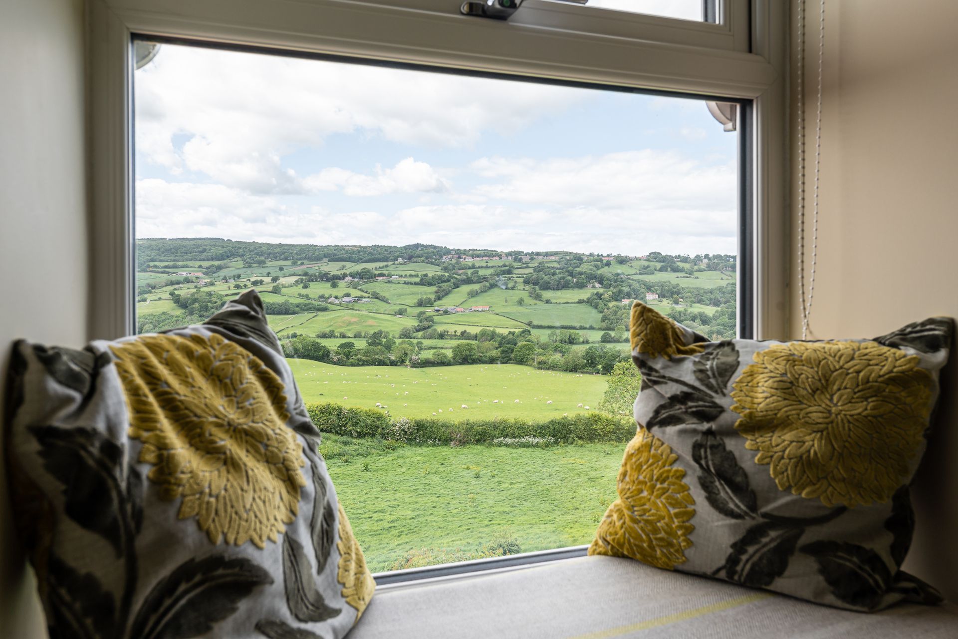 A bedroom window seat at Dolly Cottage, Yorkshire